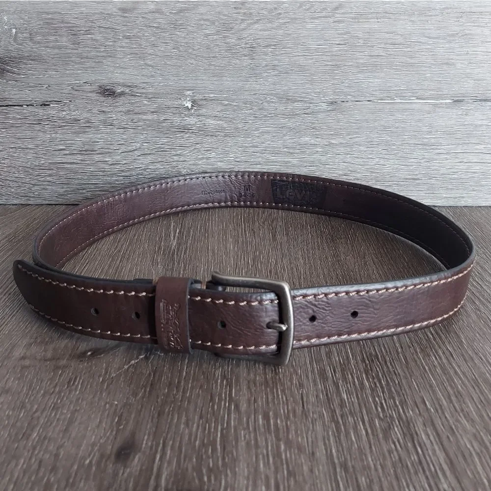 Levi's Men's Brown Synthetic Leather Belt Medium 34-36